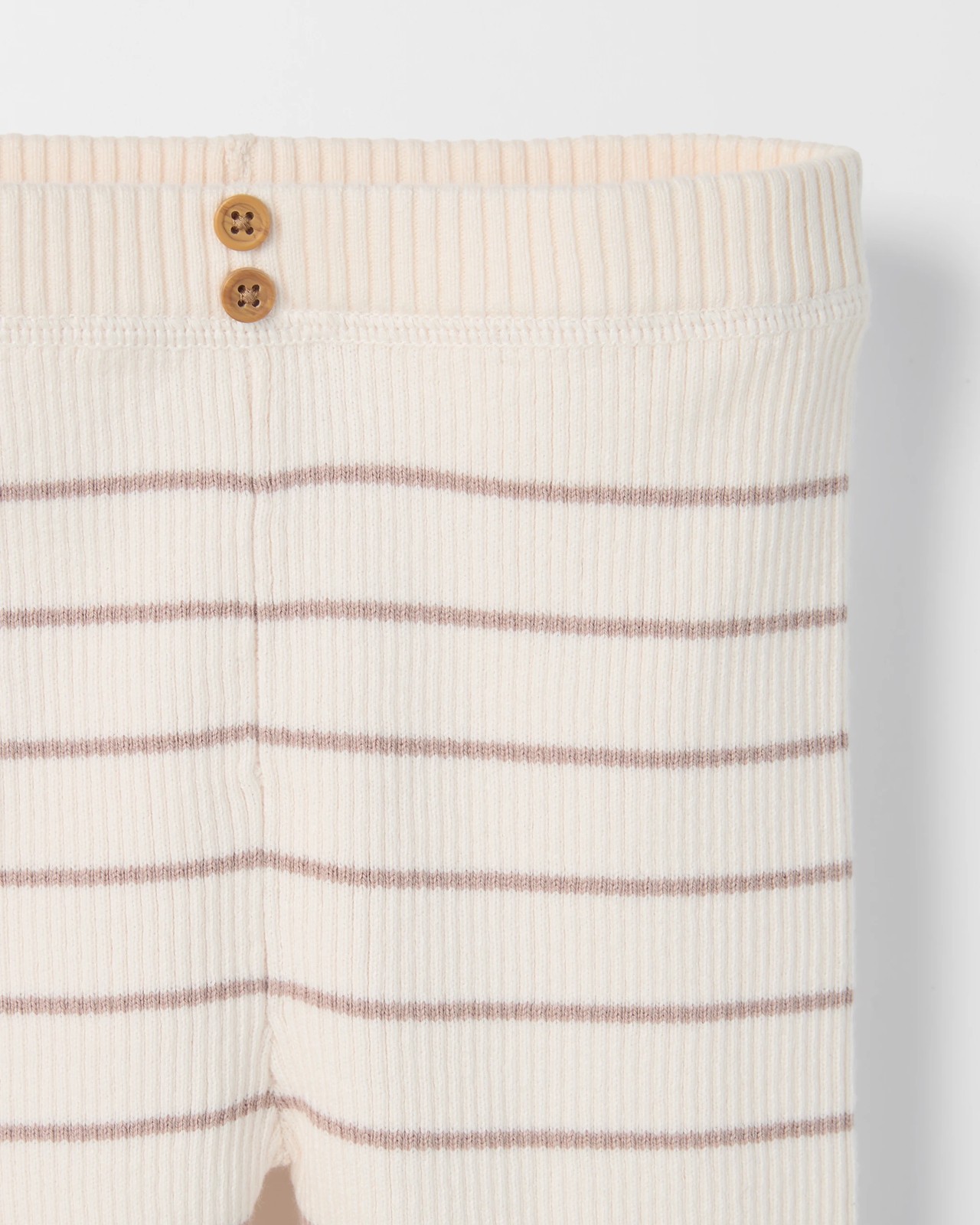 Baby Organic Cotton Rib Knit Pants - Taupe Stripe 2 of 3