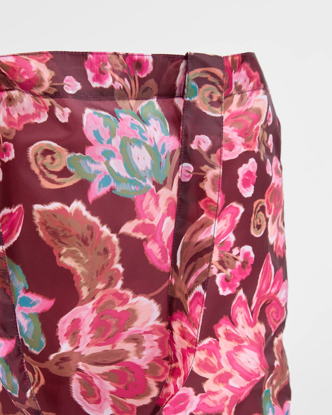 Fold Up Shopper Tote Bag - Floral Batiq Burgundy 2 of 3