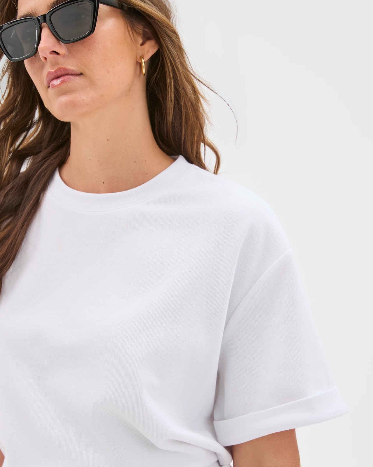 Turnback Cuff Boxy Rib T-Shirt - White 5 of 6
