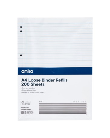 Anko 200 Pack A4 Loose Binder Refills