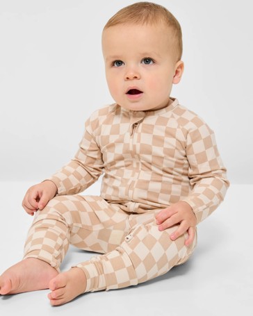Baby Organic Cotton Footless Coverall - Checker