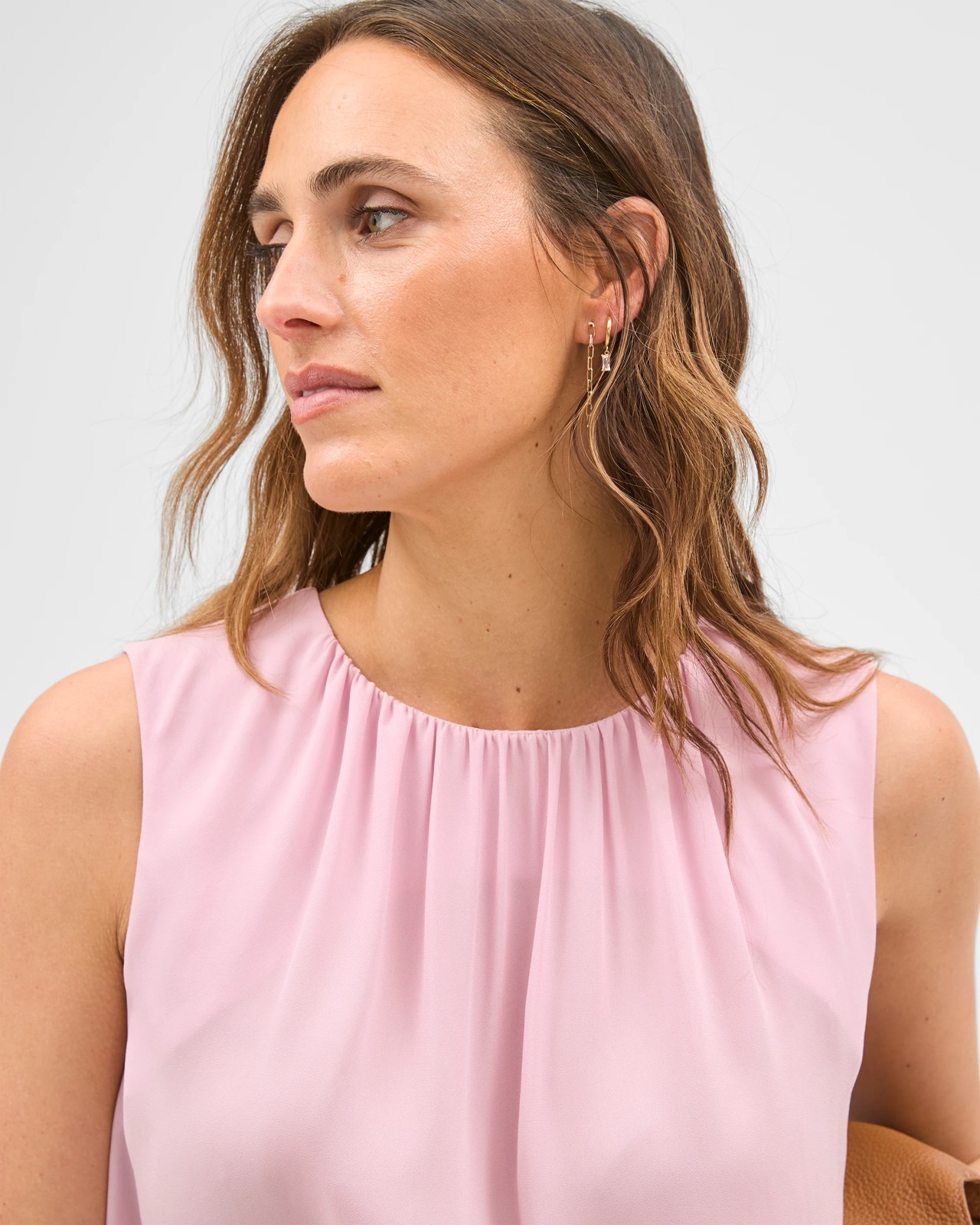 Preview Sleeveless Gathered Neck Blouse - Iced Berry 5 of 5