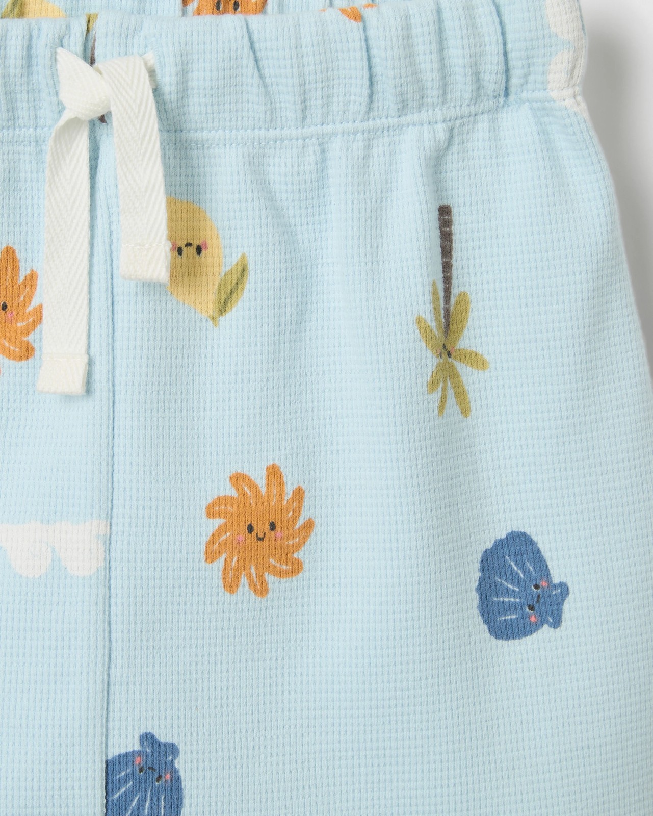 Baby Organic Cotton 2 Pack Waffle Shorts - Sea Icons Blue 4 of 4