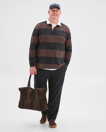 Plus Size Australian Cotton Long Sleeve Rugby Polo Top