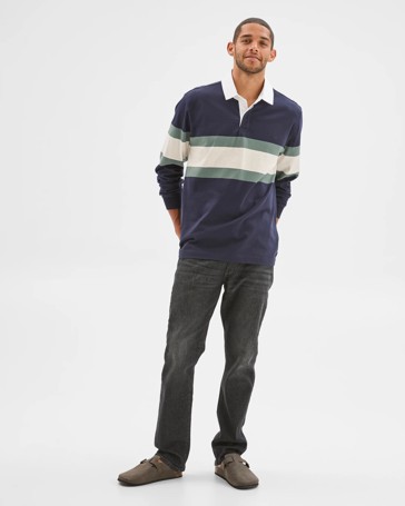 Australian Cotton Blend Long Sleeve Rugby Polo Top