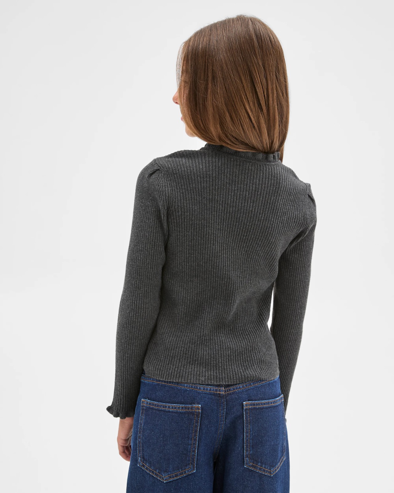 Long Sleeve Rib Knit Top - Charcoal 5 of 5