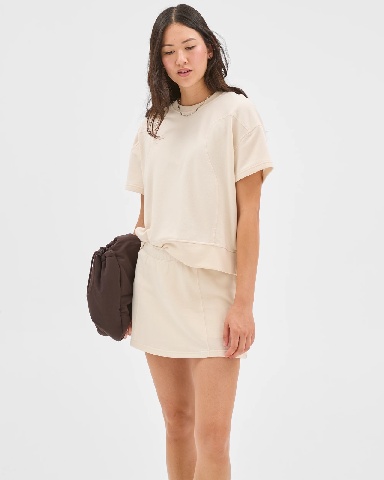 Active Australian Cotton Blend Knit Skirt - Oatmilk 3 of 6