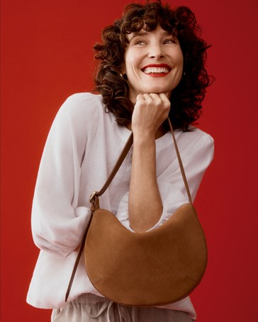 Premium Suede Leather Crescent Shoulder Bag