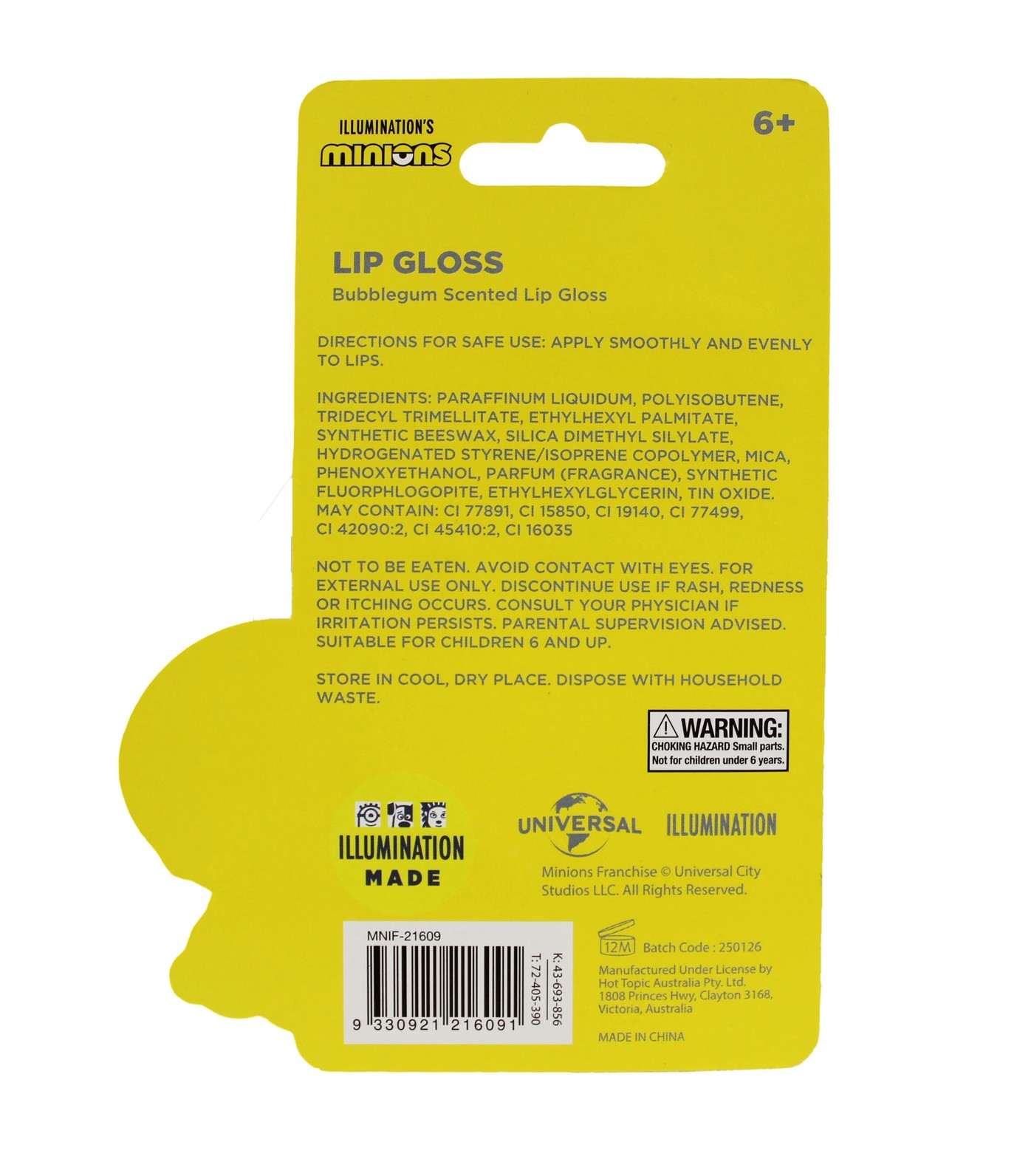 Illumination Minions Keychain Lip Gloss 15ml - Bubblegum Scented 3 of 3