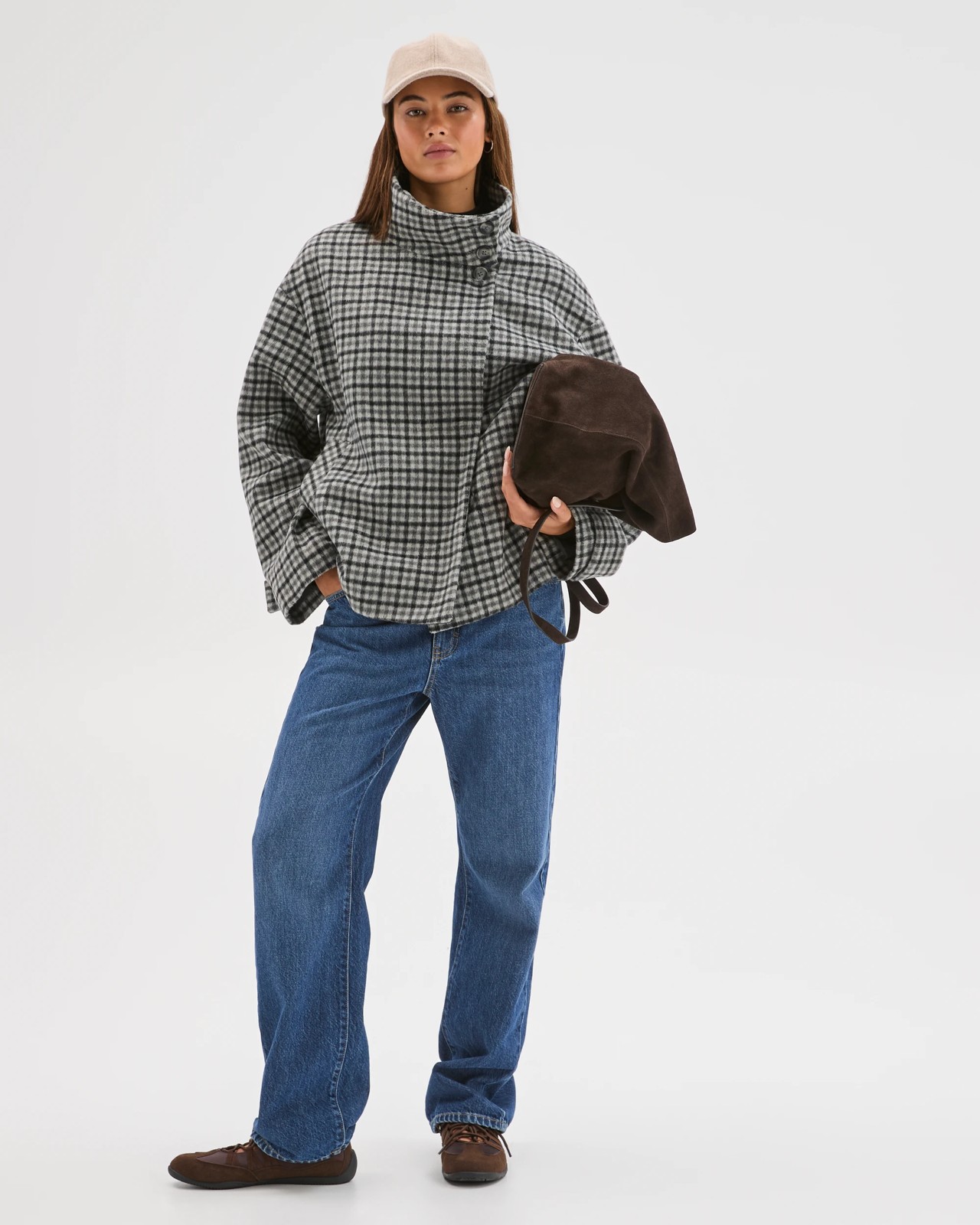 Lily Loves Funnel Neck Short Coat - Check 2 of 6