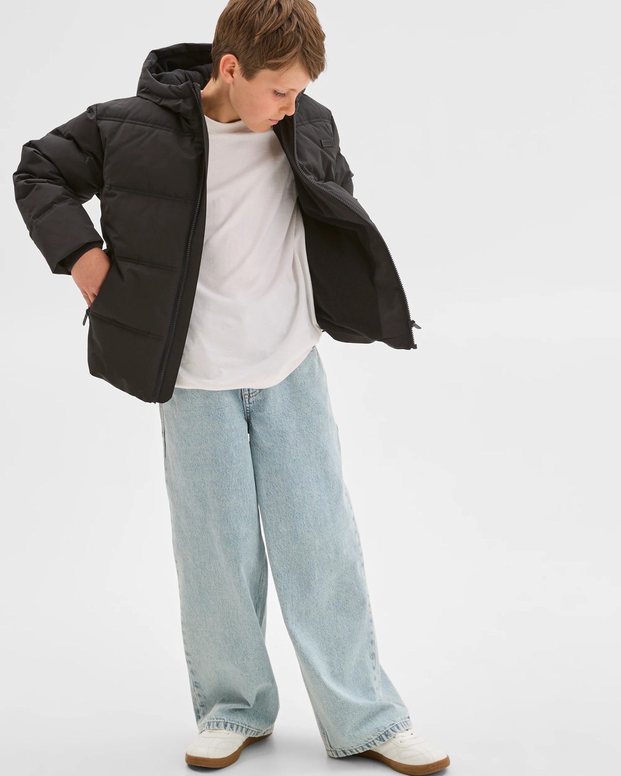 Long Sleeve Hooded Puffer Jacket - Black 2 of 5