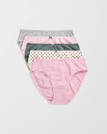 5 Pack Cotton/Elastane High Cut Briefs
