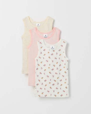 Baby Organic Cotton 3 Pack Print Singlets