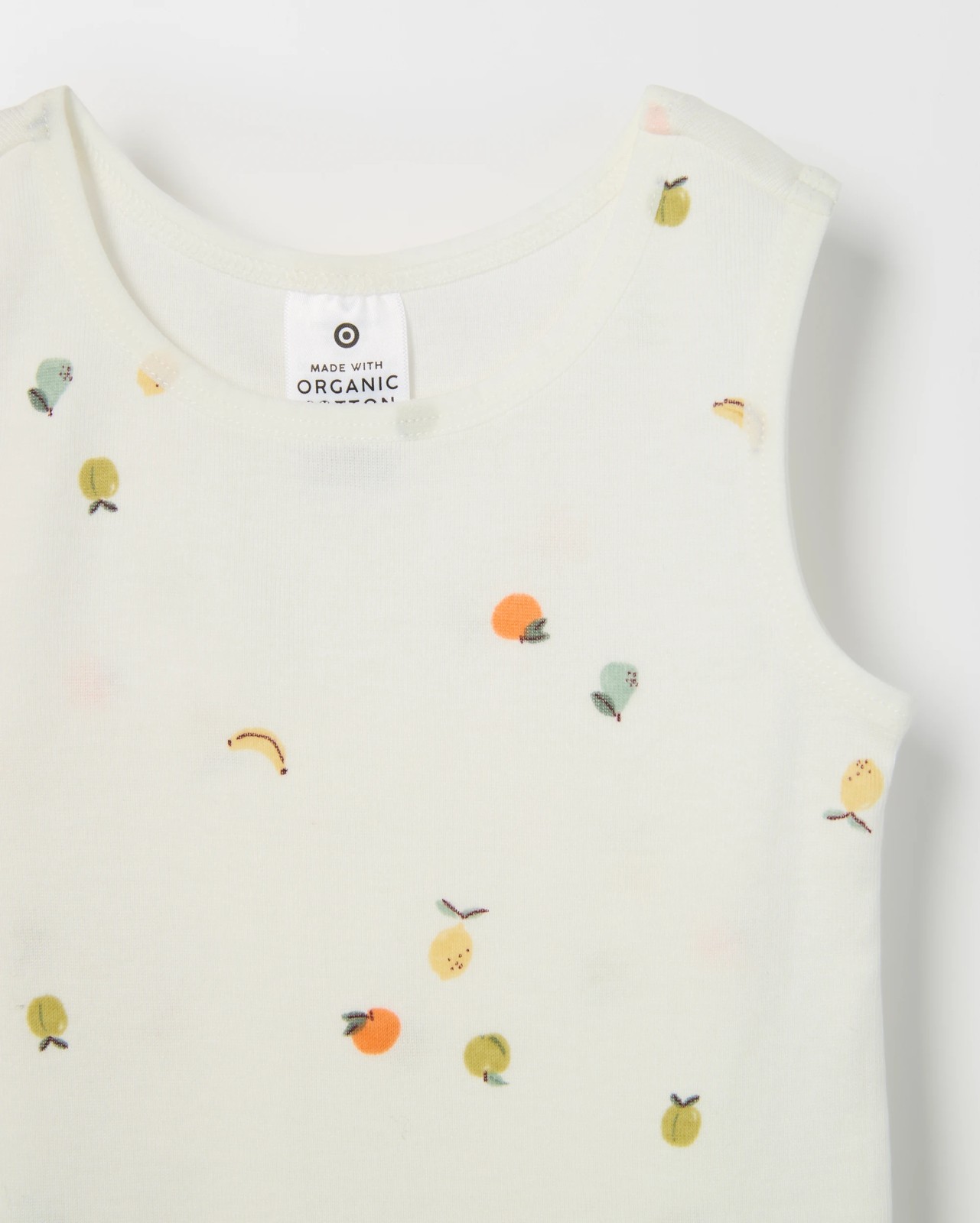 Baby Organic Cotton 3 Pack Print Singlets - Fruit Cloud Dancer 5 of 5
