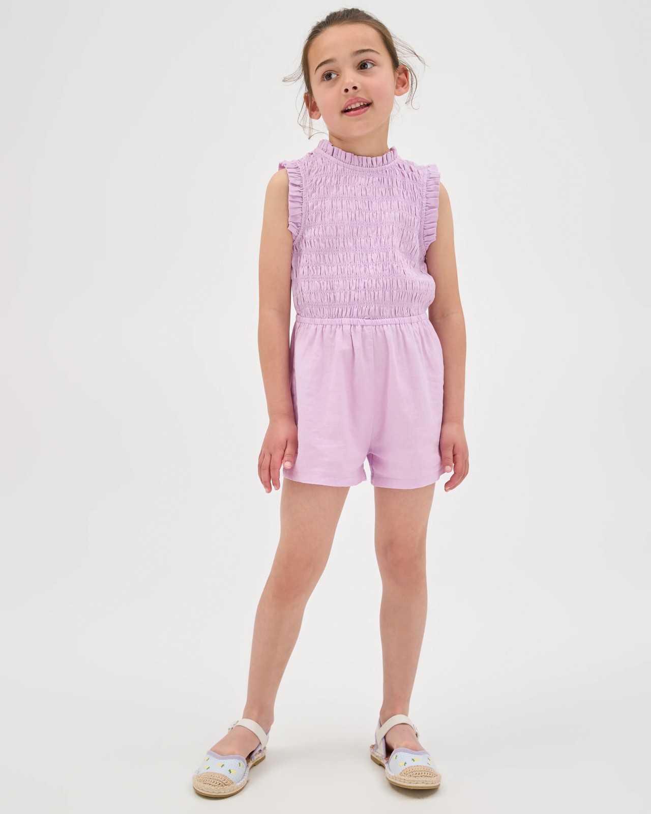 Linen Blend Sleeveless Playsuit - Light Purple 2 of 5