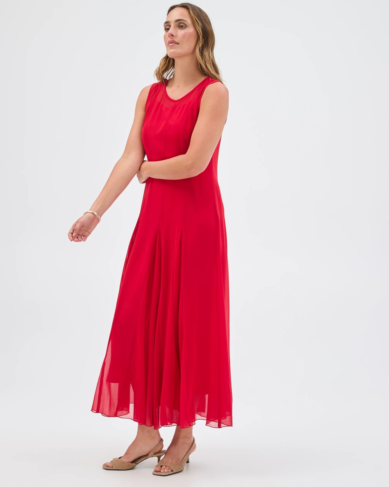 Preview Sleeveless Sheer Godet Maxi Dress 5 of 5