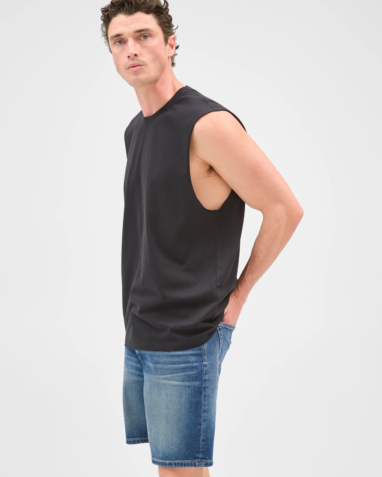 Australian Cotton Plain Tank Top  - Black 4 of 5
