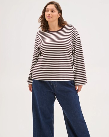 Plus Size Australian Cotton Long Wide Sleeve T-Shirt