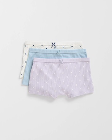 Maxx Australian Cotton 3 Pack Older Girls Hang Textured Shorties