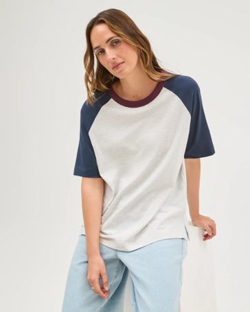 Australian Cotton Raglan Sleeve Boxy T-Shirt