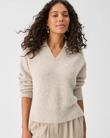 Long Sleeve Plush Polo Knit Jumper - Preview