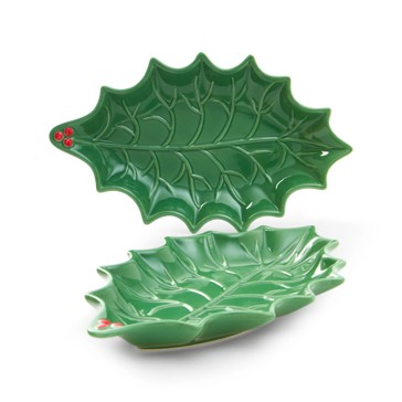 2 Pack Green Holly Side Plates - Anko