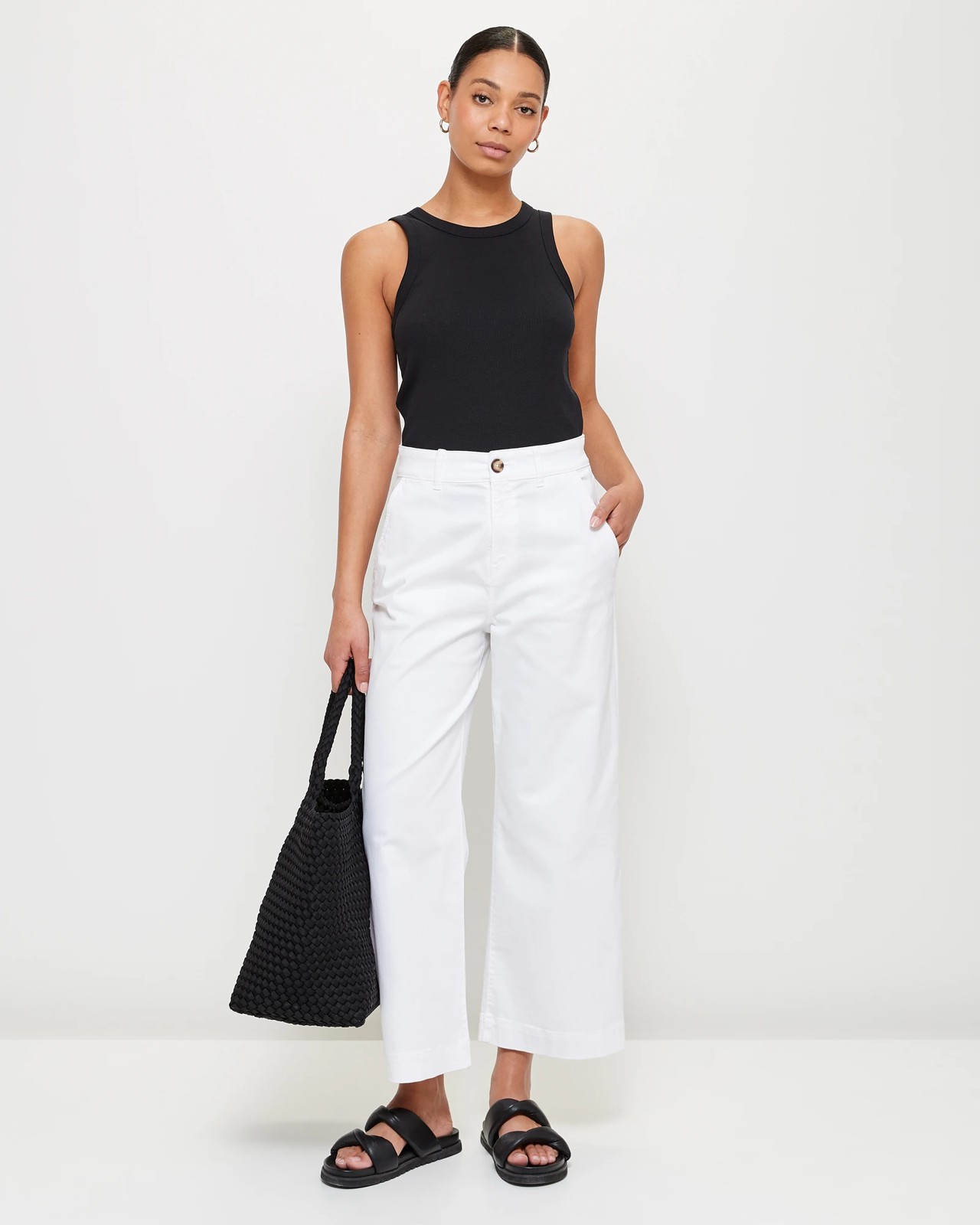 Wide Leg Stretch Twill Pants