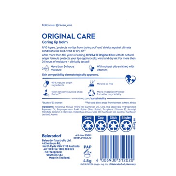 Original Care Nivea Lip Balm
