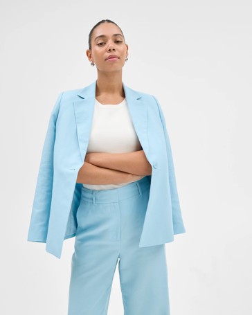 Linen Blend Single Breasted Blazer - Preview