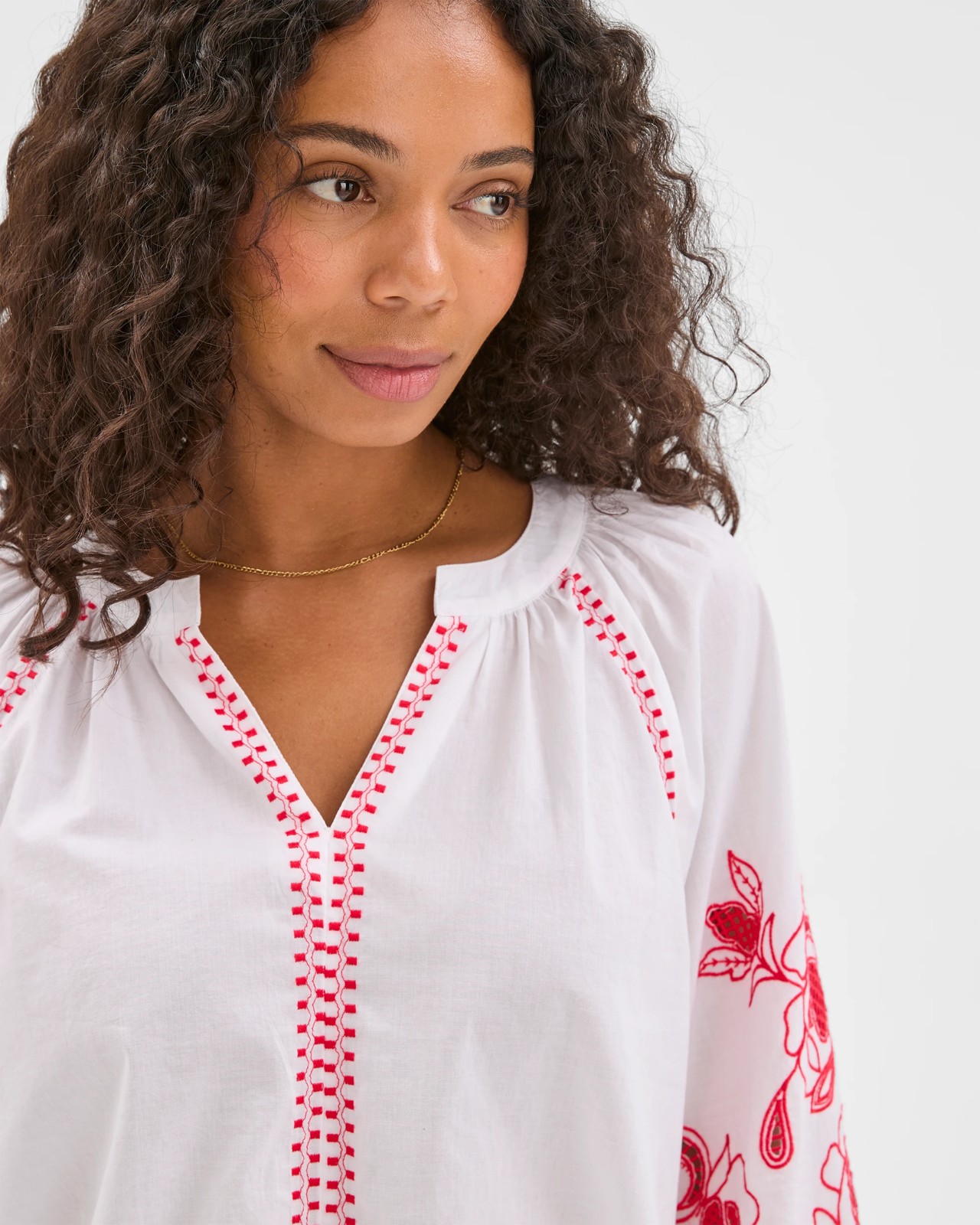 Long Sleeve Embroidered Stitch Blouse 5 of 5