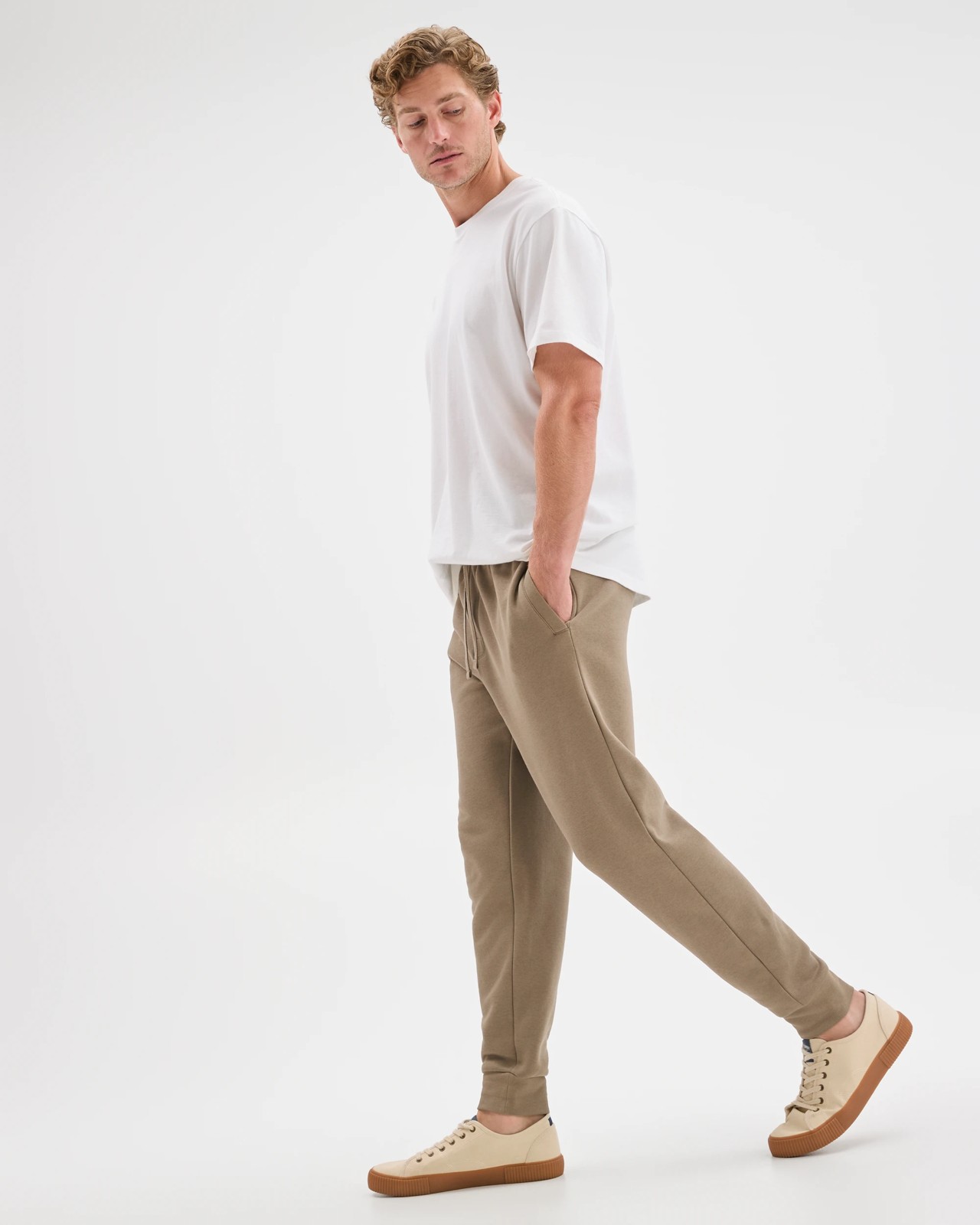Australian Cotton Blend Cuffed Trackpants - Mushroom 5 of 5