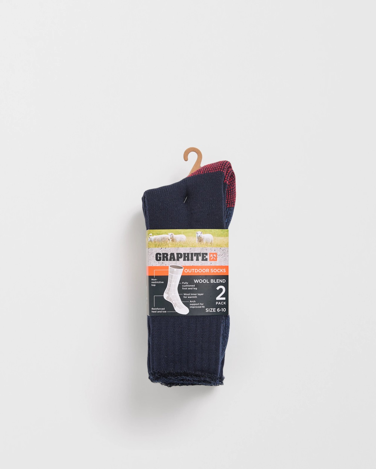 Graphite Wool Blend 2 Pack Crew Work Socks - Navy 3 of 3