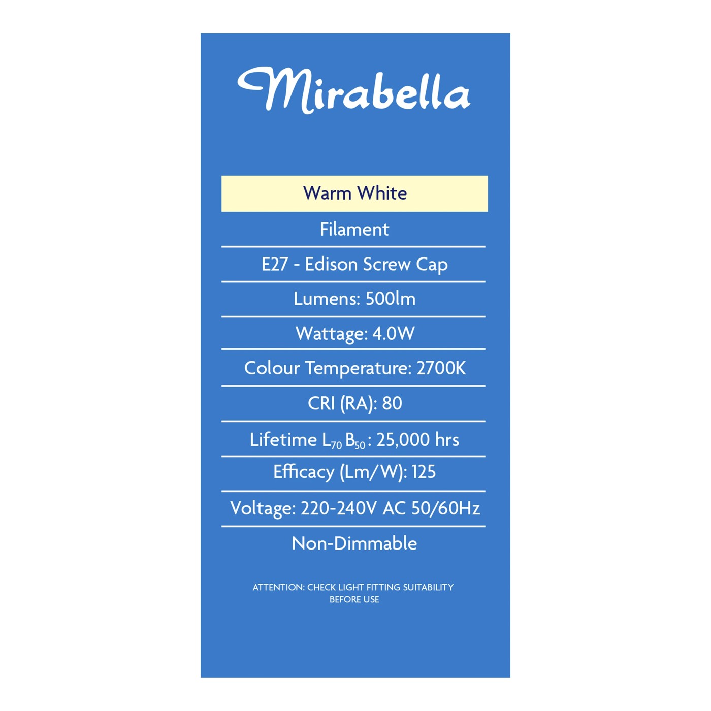 4W LED Filament Warm White GLS Globe - Mirabella 4 of 5