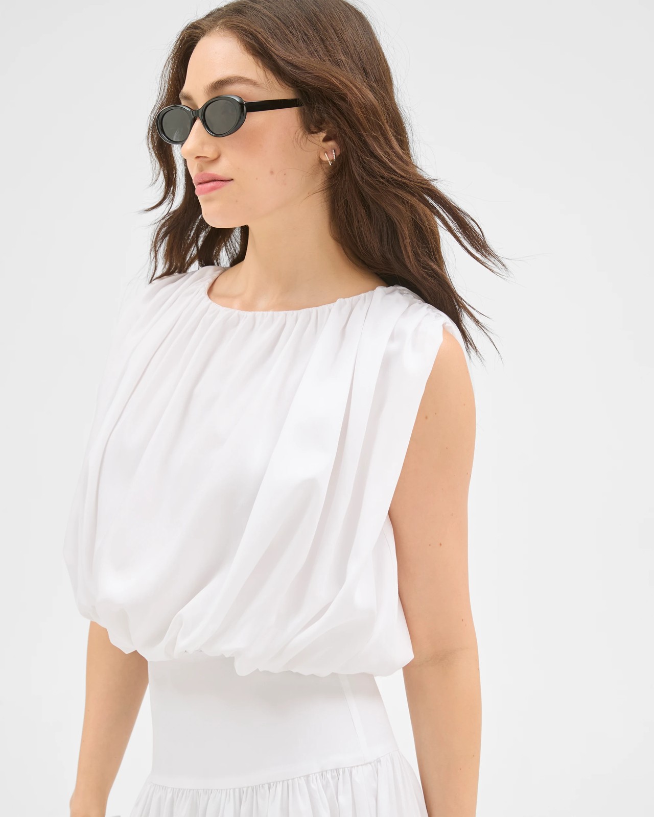Lily Loves Lyocell Sleeveless Blouson Blouse - White 4 of 5