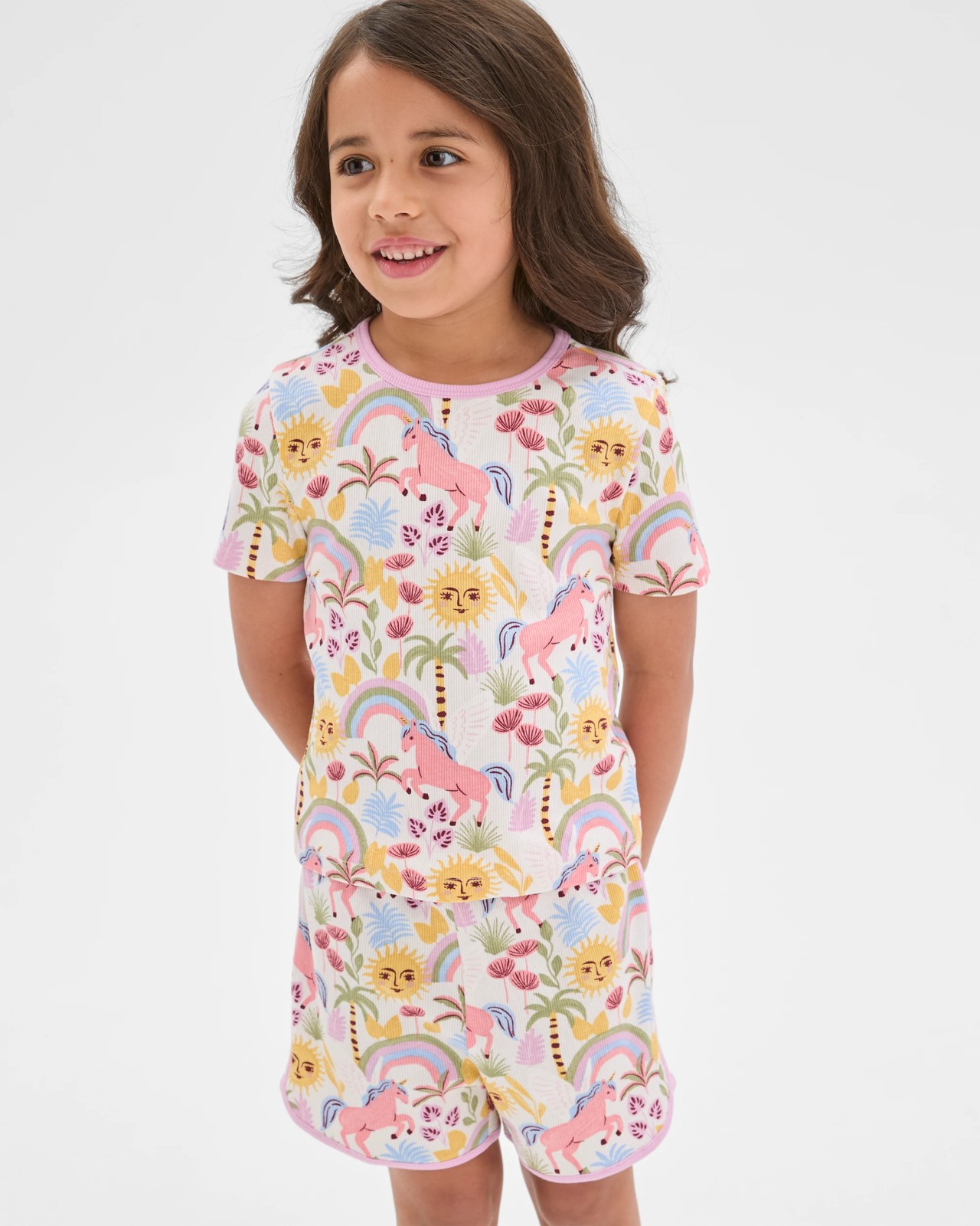 Australian Cotton Top and Dolphin Hem Shorts Pyjama Set - Unicorn 3 of 5