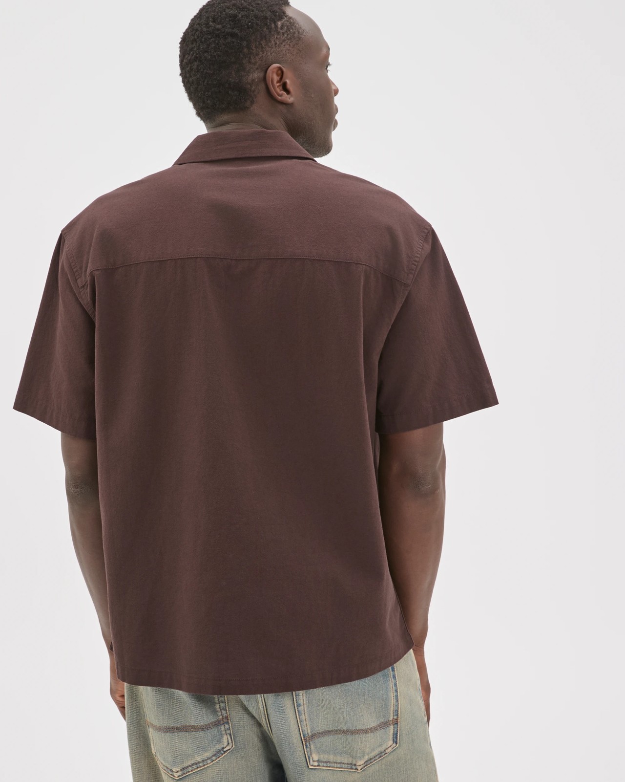 Commons Australian Cotton Short Sleeve Embroidered Boxy Fit Shirt - Dark Brown 6 of 6