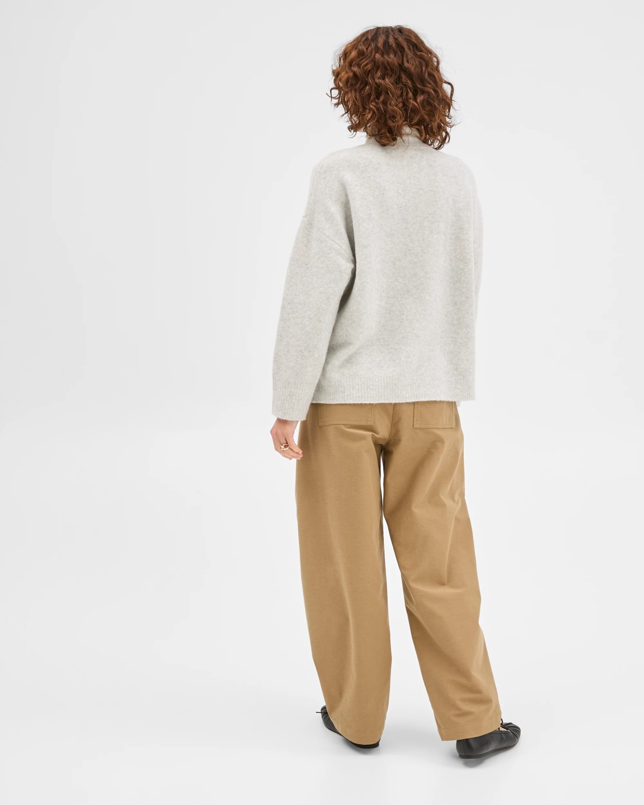 Super Soft Mock Neck Sweater - Light Grey Marle 6 of 6