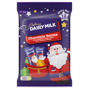 Cadbury Dairy Milk 12 Pack Chocolate Santa Share Pack 144g