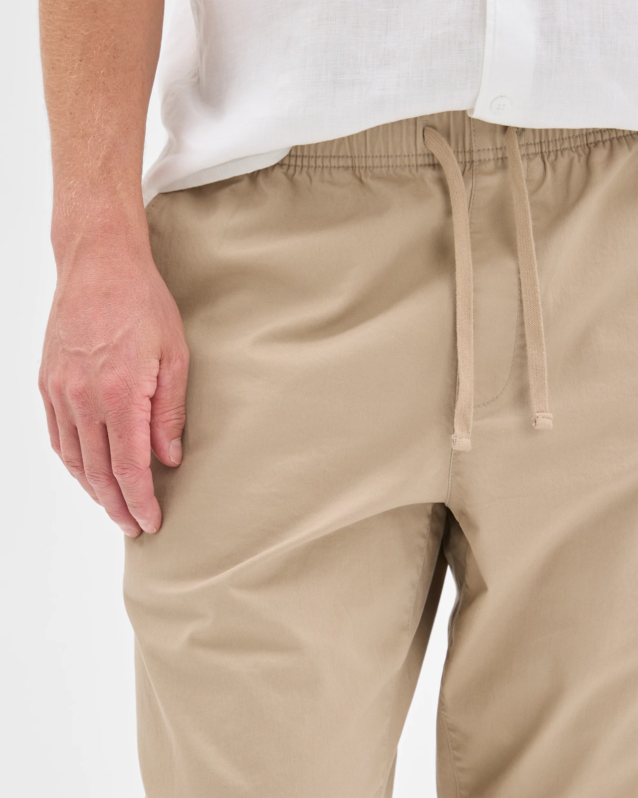 Australian Cotton Elastic Waistband Chino Pants - Stone 5 of 6
