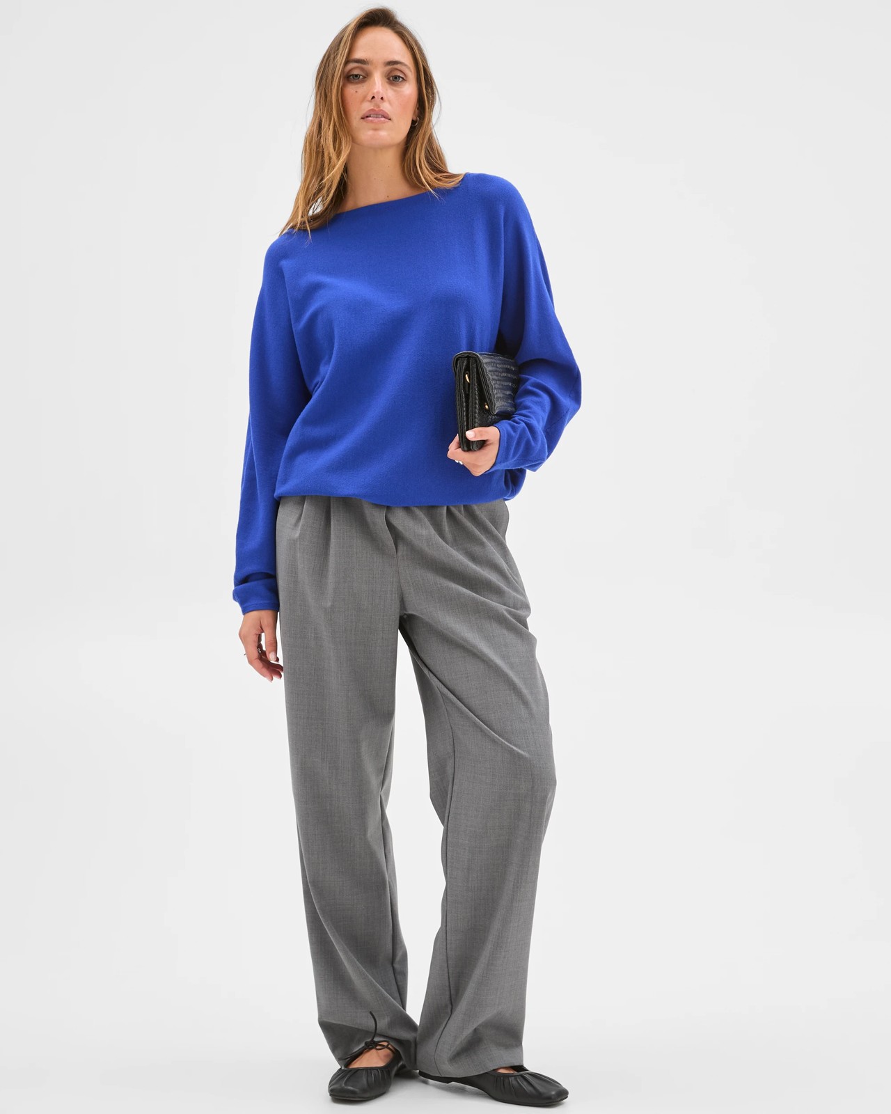 Preview Dolman Sleeve Boat Neck Knit Jumper - Cobalt 2 of 6