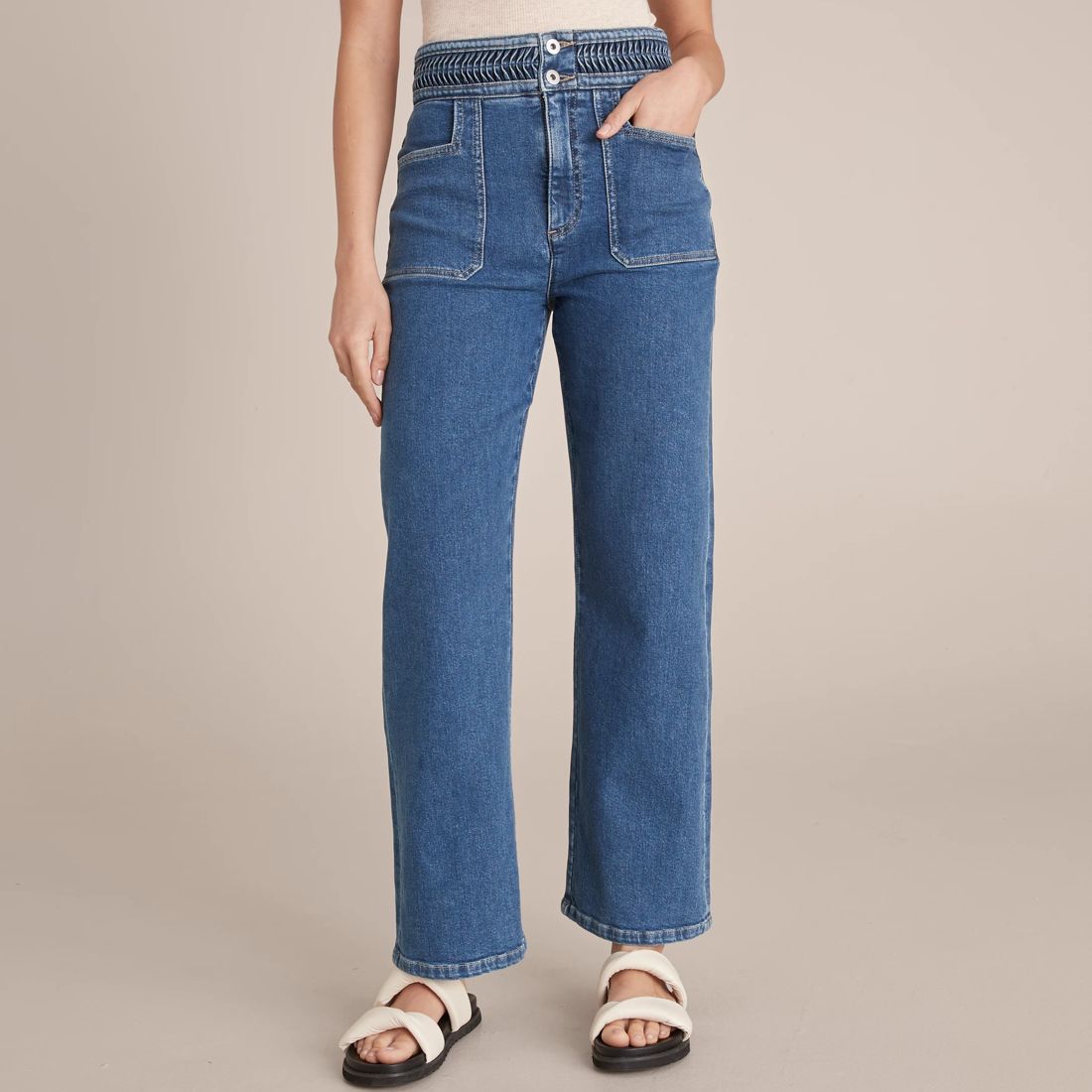 Lily Loves High Rise Plaited Flare Denim Jeans | Target Australia