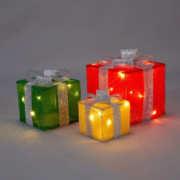 3 Pack Battery Operated LED Light Up Presents - Anko