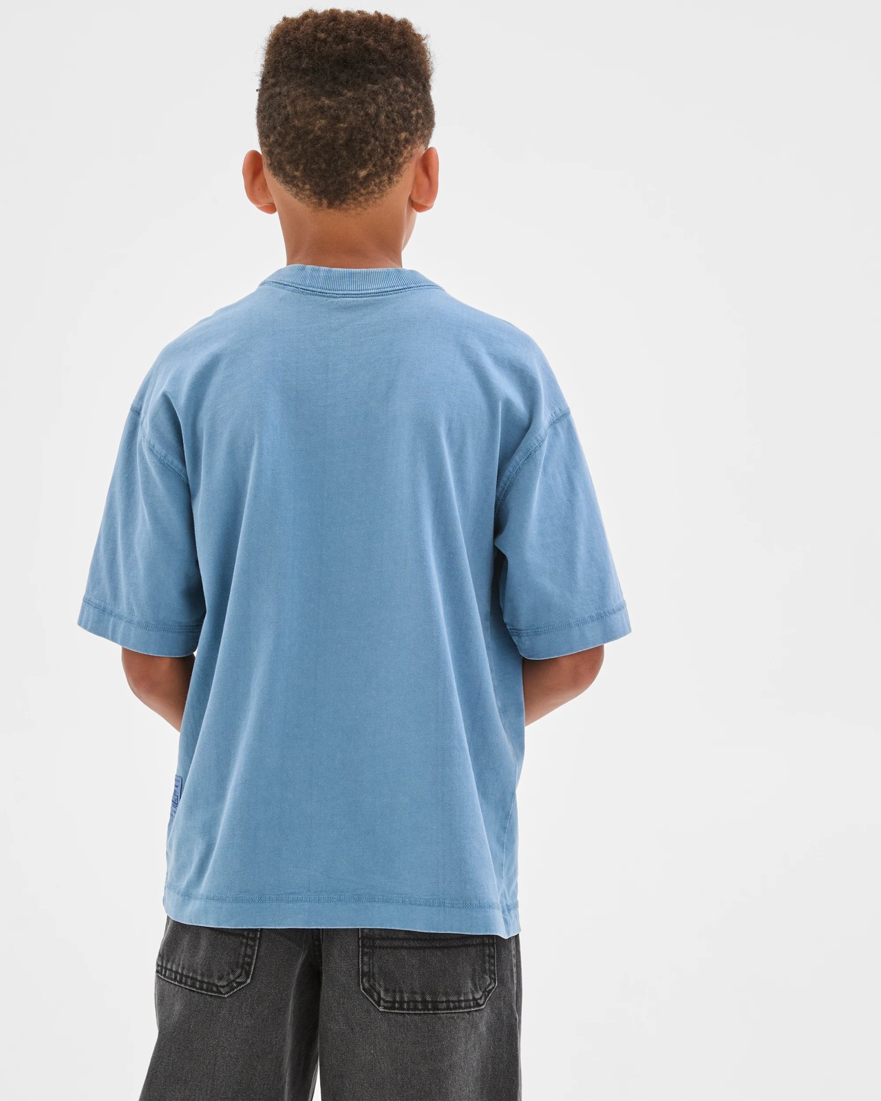 Australian Cotton Oversized Washed T-Shirt - Blue 4 of 6