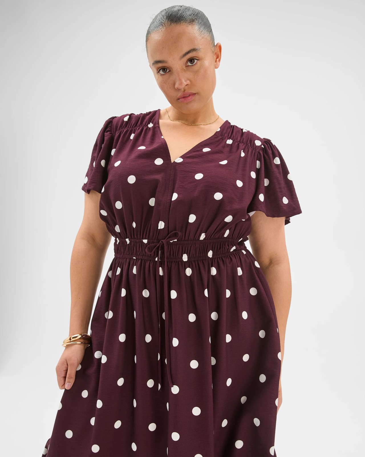 Plus Size Shirred Waist Midi Dress 2 of 5