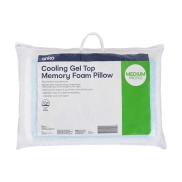 Cooling Gel Top Memory Foam Pillow, Medium Profile - Anko