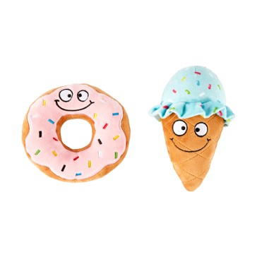 2 Pack Ice Cream and Donut Chew Pet Toy - Anko