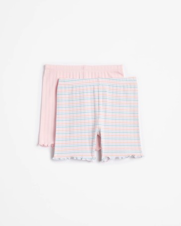 Baby Organic Cotton Bike Shorts 2 Pack - Stripe
