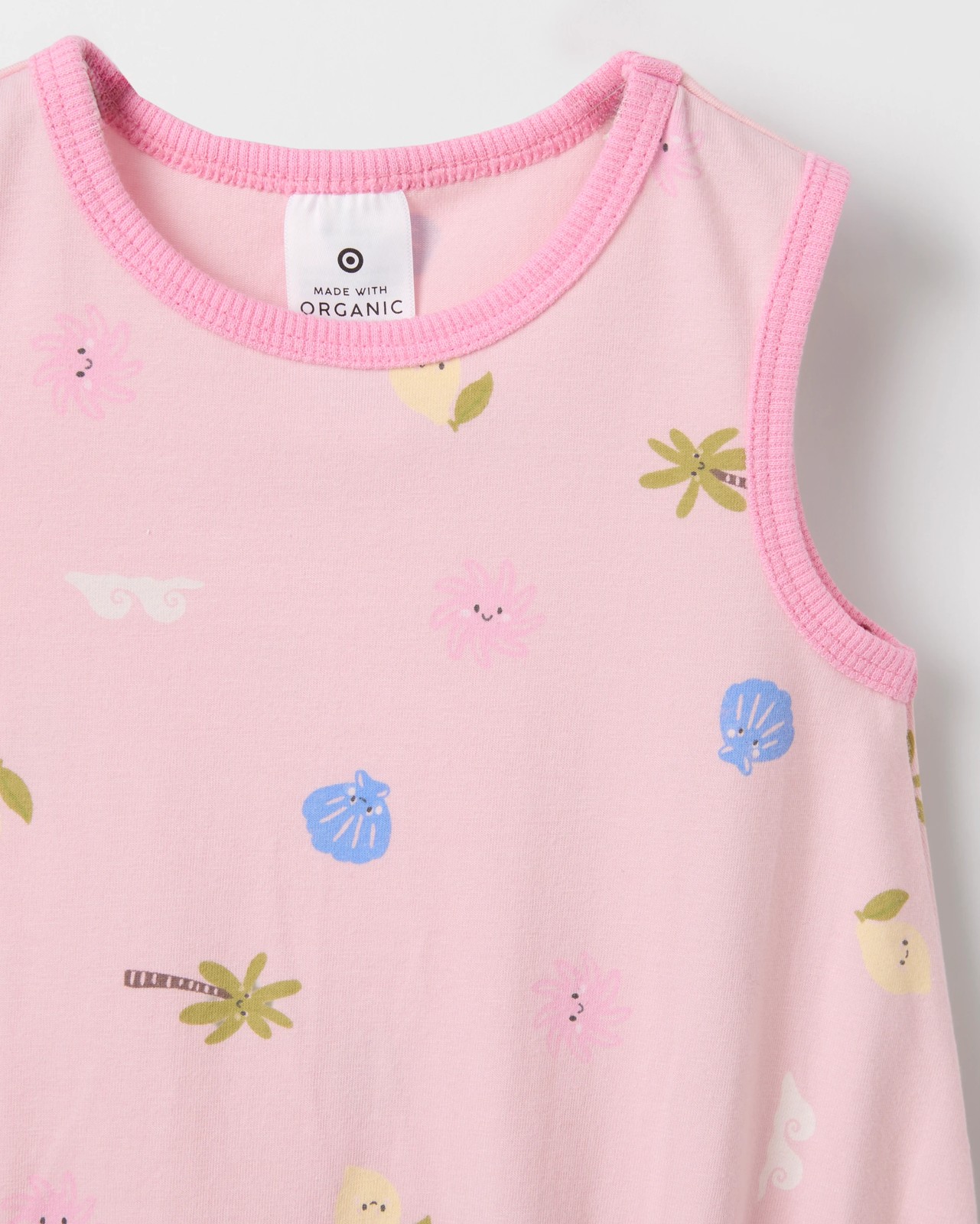 Baby Organic Cotton Sleeveless Bubble Bodysuit - Pink Tropical 5 of 5