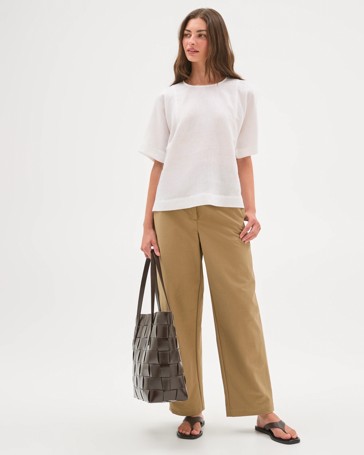 Petites European Linen Woven Top