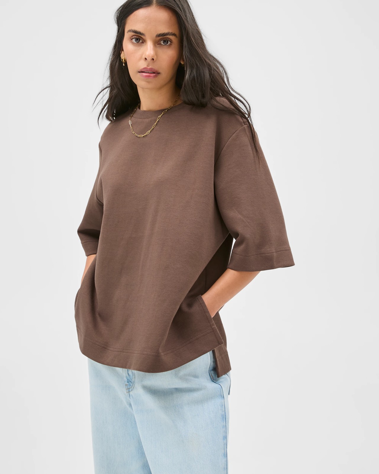 Australian Cotton Blend Oversized T-Shirt - Coffee Bean 3 of 5